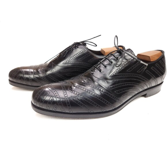 PRADA Size US 9 / UK 8 EE Black Perforated Leather Lace Up Shoes main image 8